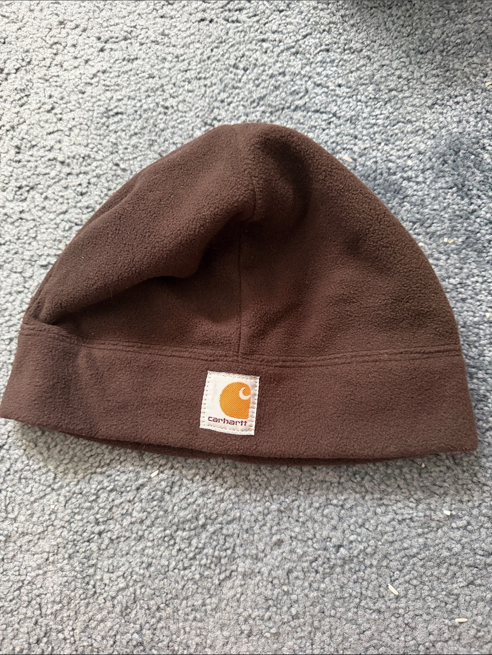 Carhartt adults Brown Fleece Beanie with Logo Patch